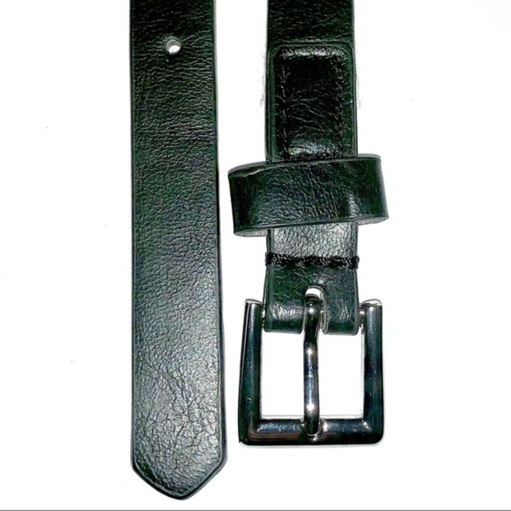 NEW LOFT sz L black belt w silver chains on sides